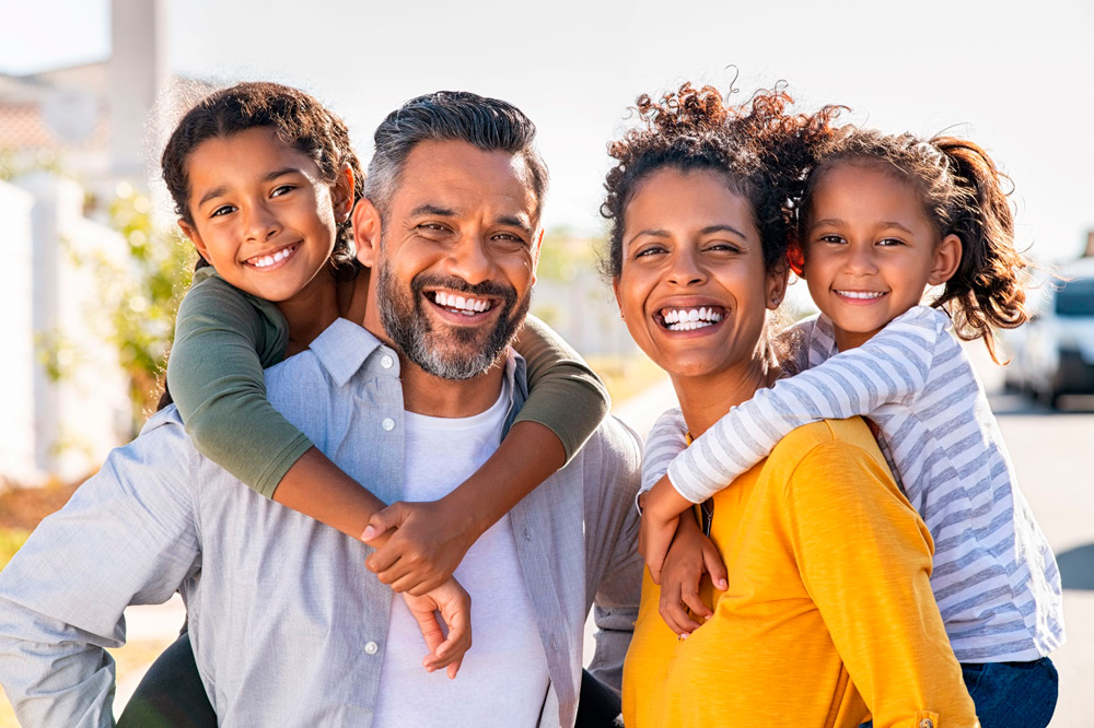 Family gathered together at home